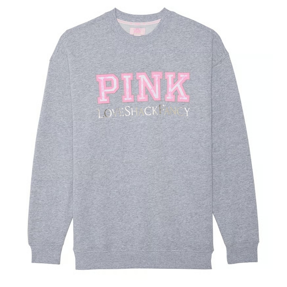 VS PINK × LOVESHACKFANCY COLLAB OVERSIZED CREW SWEATSHIRT - Picture 1 of 11